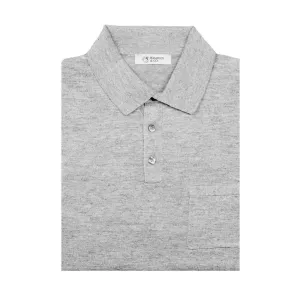 Grey Linen-Cotton Polo Shirt