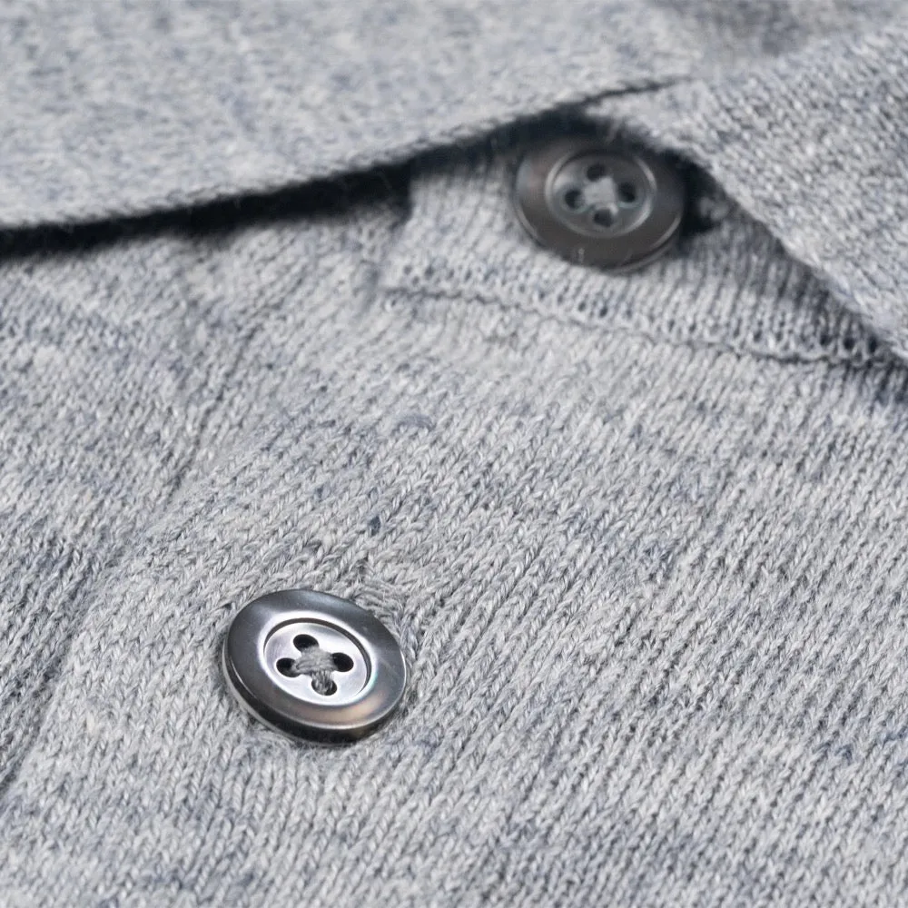 Grey Linen-Cotton Polo Shirt