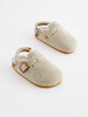 Grey Warm Lined Clog Slippers