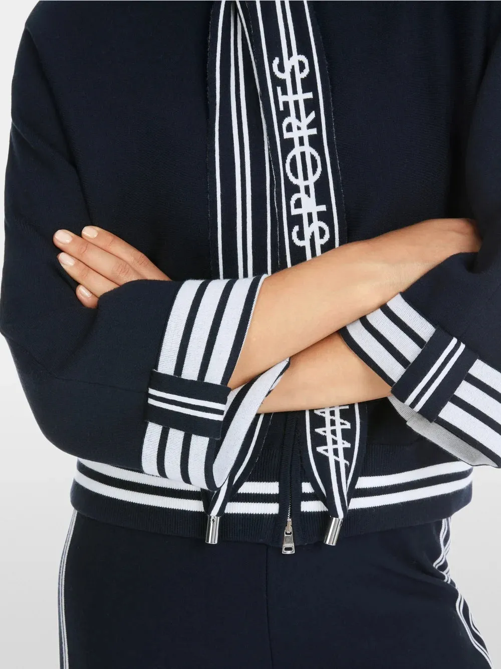 Hooded Jacket with Wide Sleeve - Navy