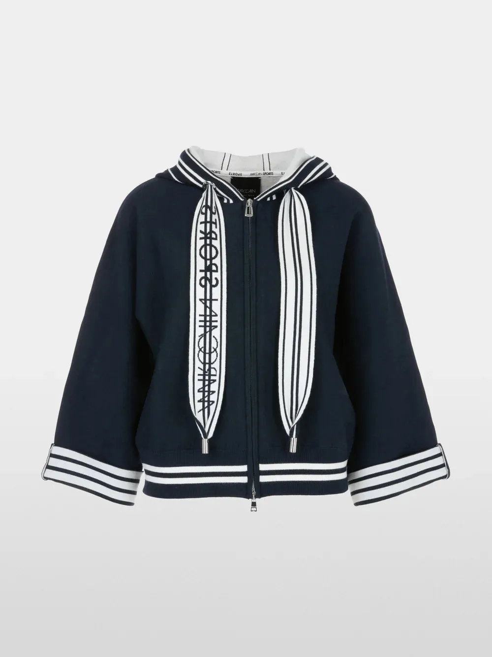 Hooded Jacket with Wide Sleeve - Navy