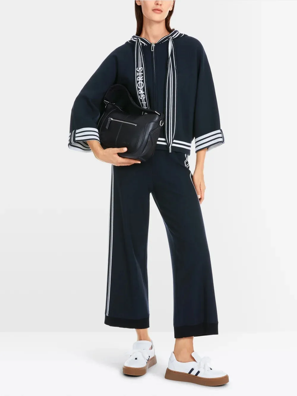 Hooded Jacket with Wide Sleeve - Navy