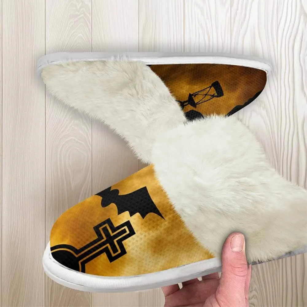 Horror Bat Cross Halloween Keep Warm Cotton Slippers