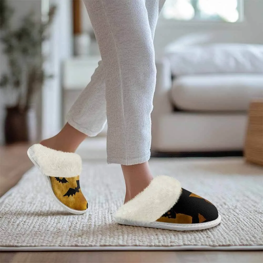 Horror Bat Cross Halloween Keep Warm Cotton Slippers