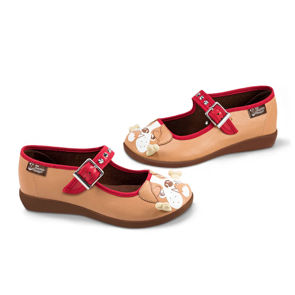 Hot Chocolate Bulldog Mary Jane Flat O004