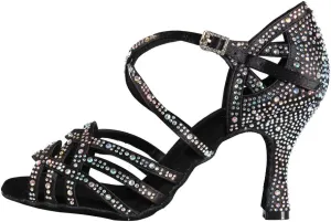 HROYL Women Rhinestone Ballroom Dance Shoes Latin Salsa Practice Performance Dance Shoes YCL357