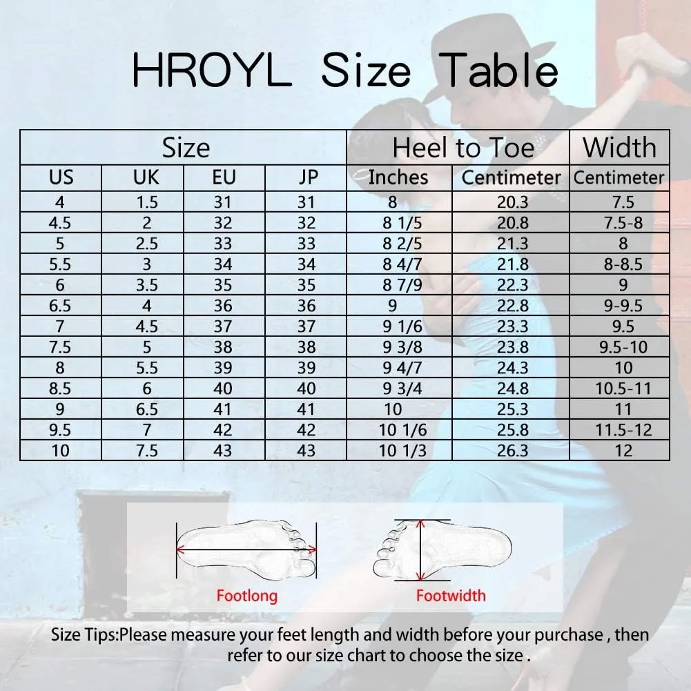 HROYL Women Rhinestone Ballroom Dance Shoes Latin Salsa Practice Performance Dance Shoes YCL490