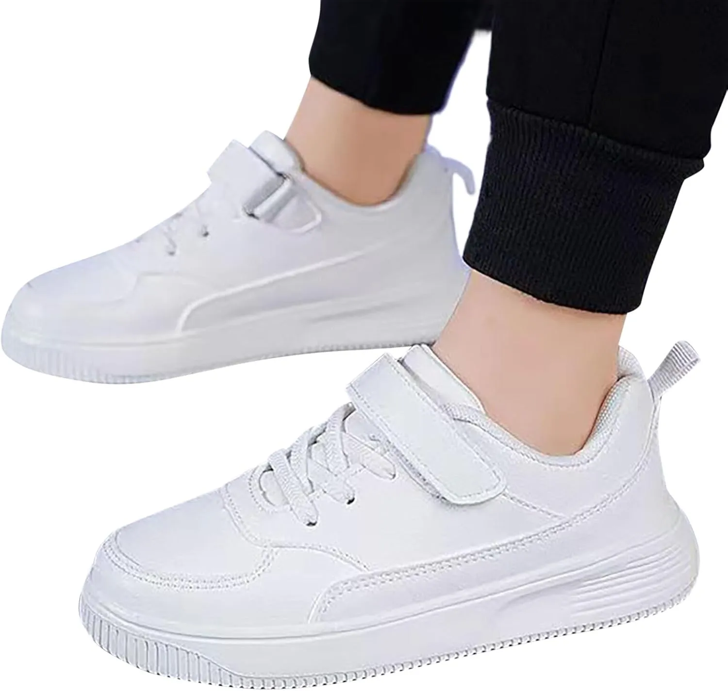 IWIHMIV Boys Tennis Shoes Slip On Shoes for Boys Leather Lightweight Breathable Athletic Running Sneakers for Girls