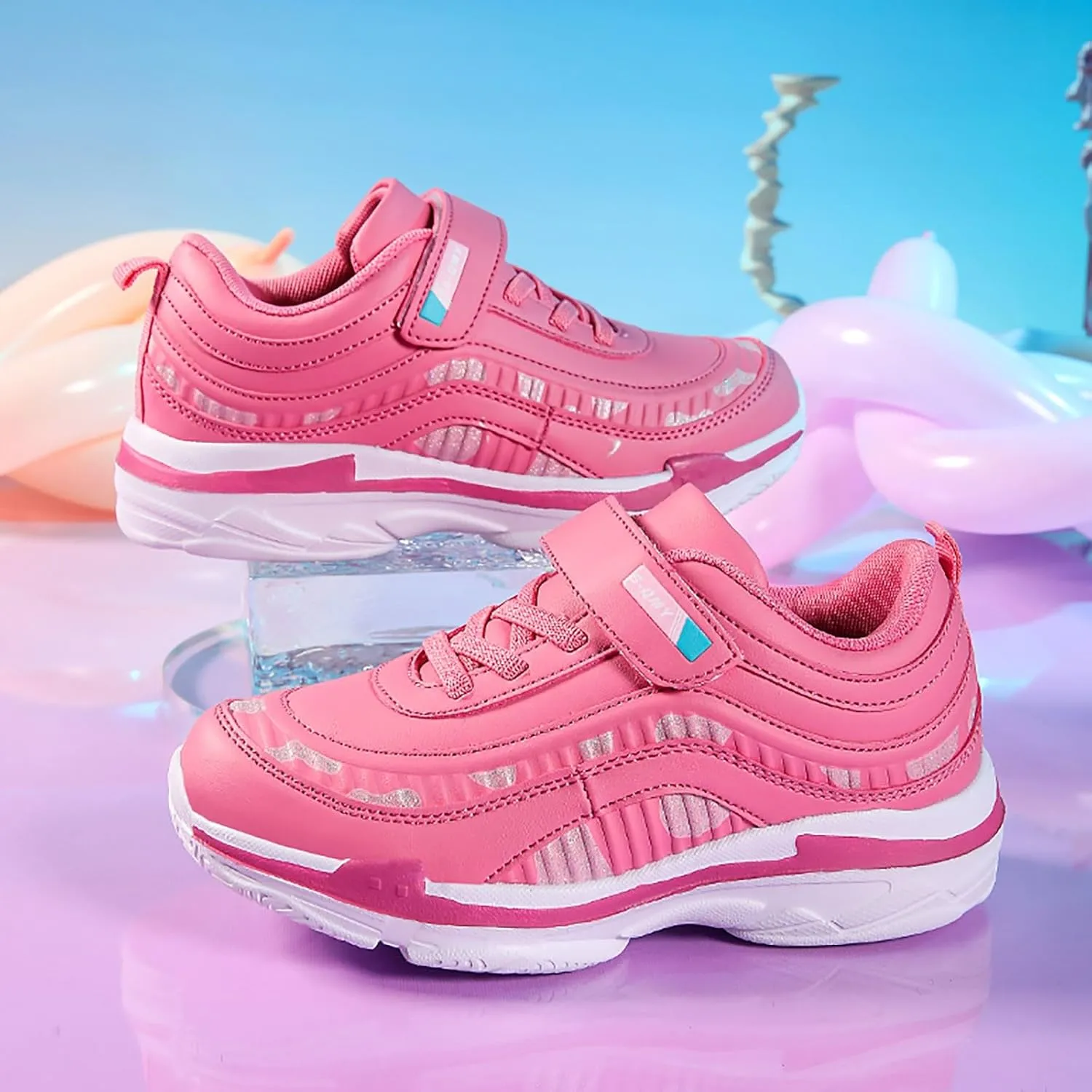 IWIHMIV Kids Athletic Shoes Girls Non Slip Tennis Shoes Lightweight Boys Casual Sports Sneakers