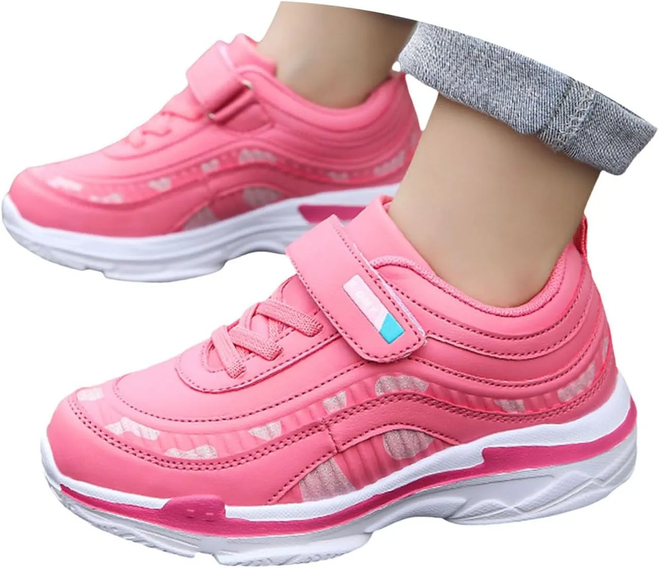 IWIHMIV Kids Athletic Shoes Girls Non Slip Tennis Shoes Lightweight Boys Casual Sports Sneakers
