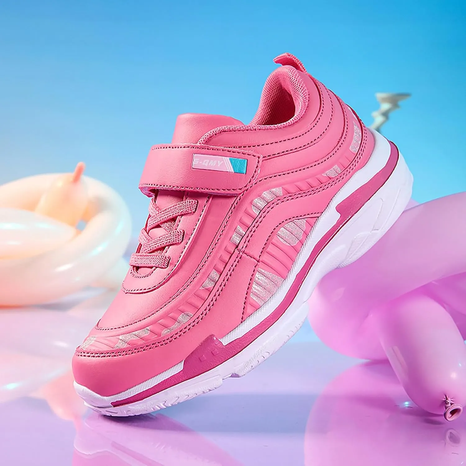 IWIHMIV Kids Athletic Shoes Girls Non Slip Tennis Shoes Lightweight Boys Casual Sports Sneakers