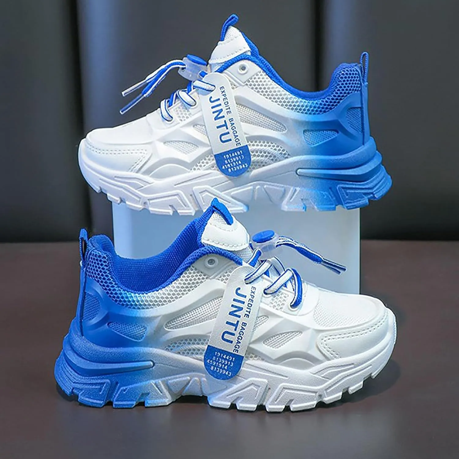 IWIHMIV Kids Athletic Shoes Running Shoes for Boys Girls Lightweight Sneakers Lace-up Tennis Shoes Breathable Walking Shoes