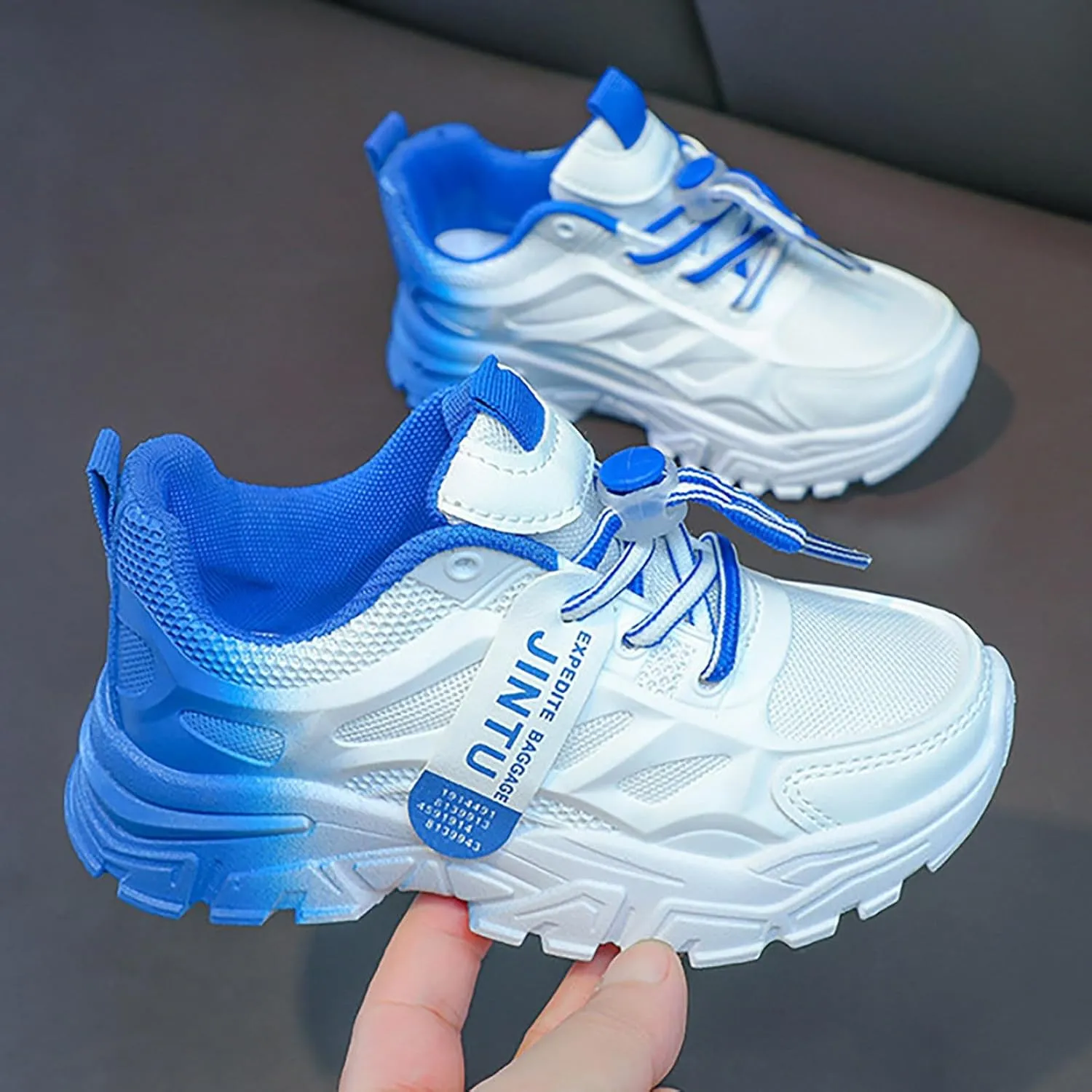 IWIHMIV Kids Athletic Shoes Running Shoes for Boys Girls Lightweight Sneakers Lace-up Tennis Shoes Breathable Walking Shoes