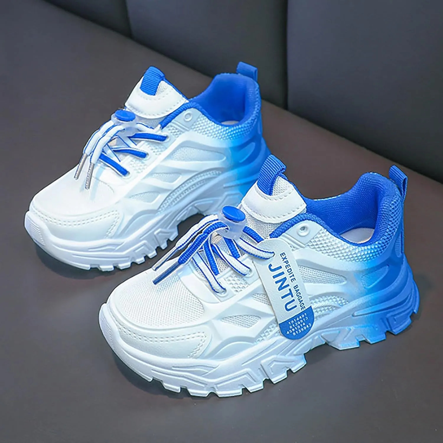IWIHMIV Kids Athletic Shoes Running Shoes for Boys Girls Lightweight Sneakers Lace-up Tennis Shoes Breathable Walking Shoes