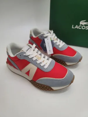 Lacoste Men's Lacoste L-Spin Deluxe Leather Color Contrast Sneakers Ory/Gry 44SMA0047 OG2