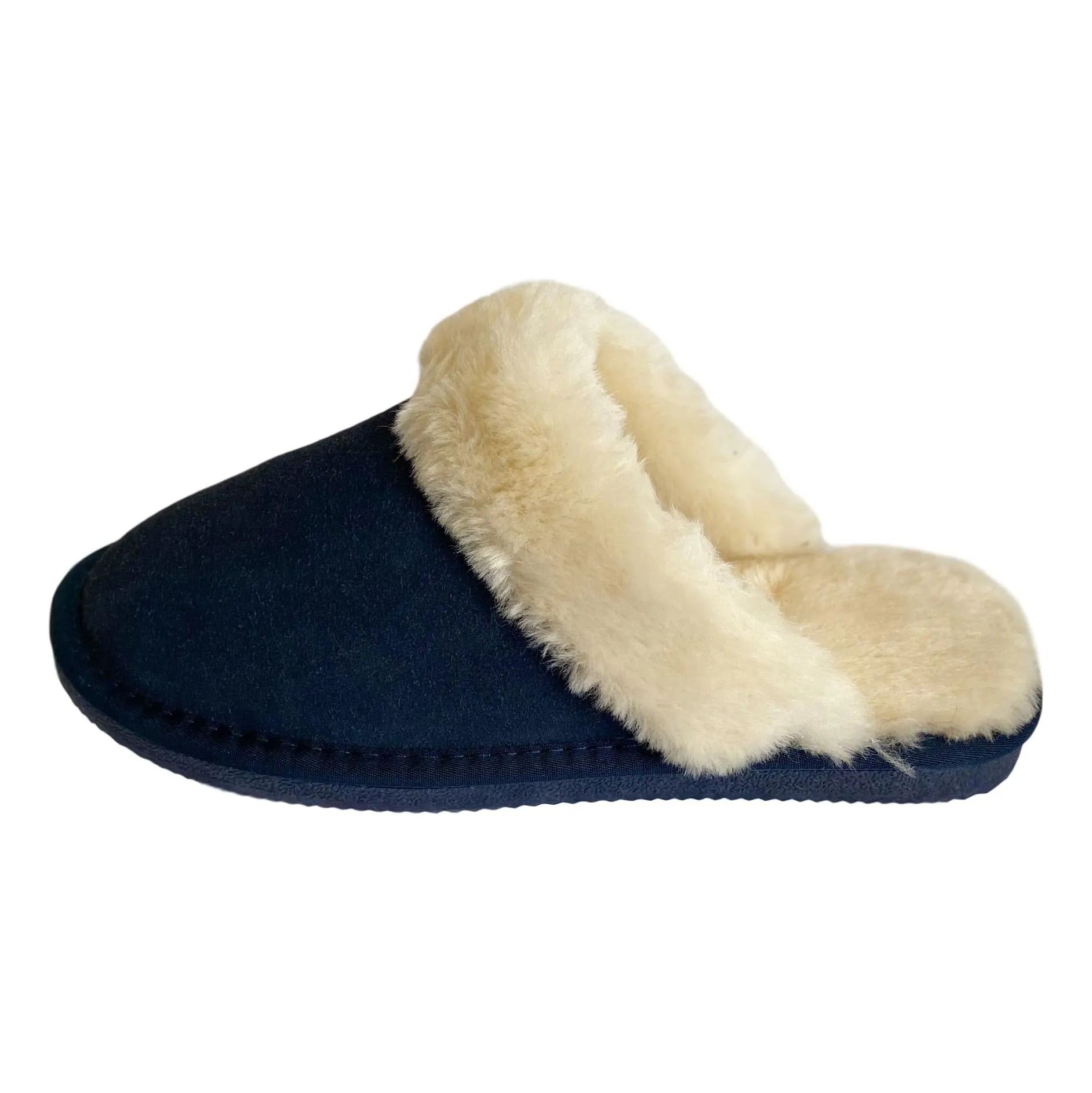 Ladies 'Luna' Wool Lined Slipper Mule - Navy