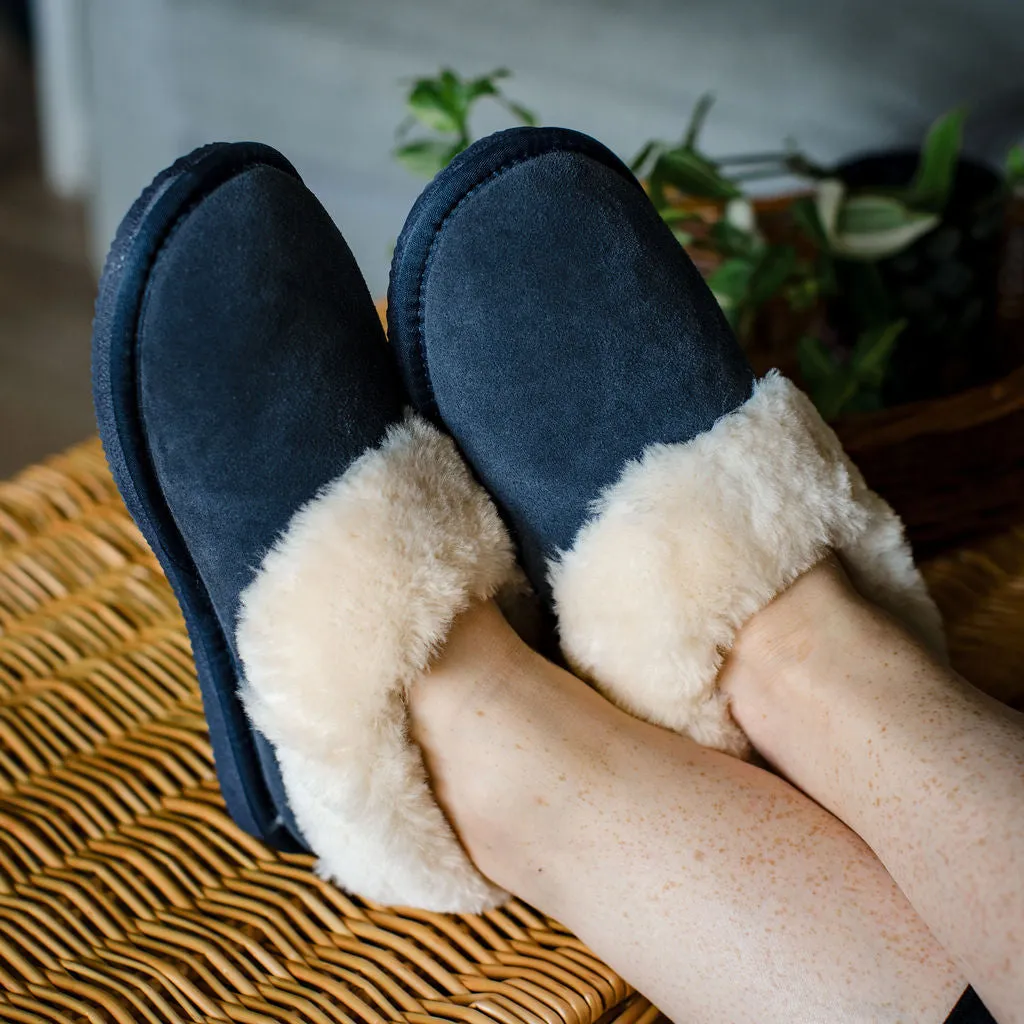 Ladies 'Luna' Wool Lined Slipper Mule - Navy