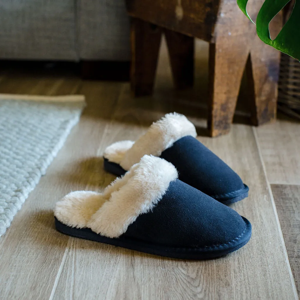 Ladies 'Luna' Wool Lined Slipper Mule - Navy