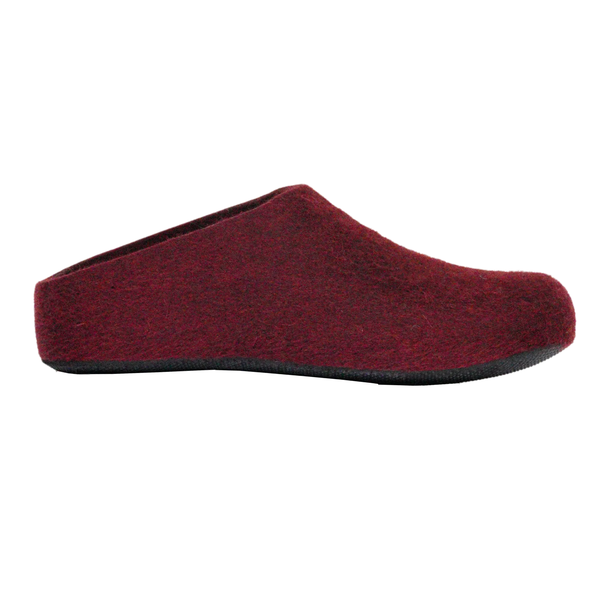 Lahtiset Felt Slippers w/ Rubber Sole, Plum Red