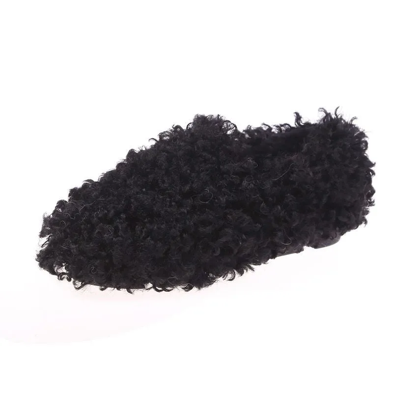 Lamb Curly Flat Bottom Warm Casual Slippers