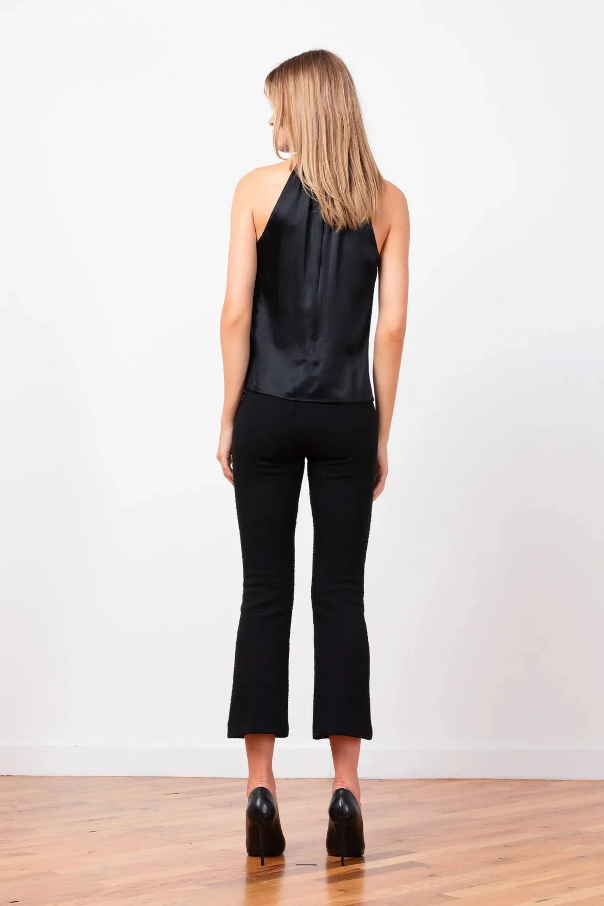 Leo Crop Flare | Solid Black Boucle