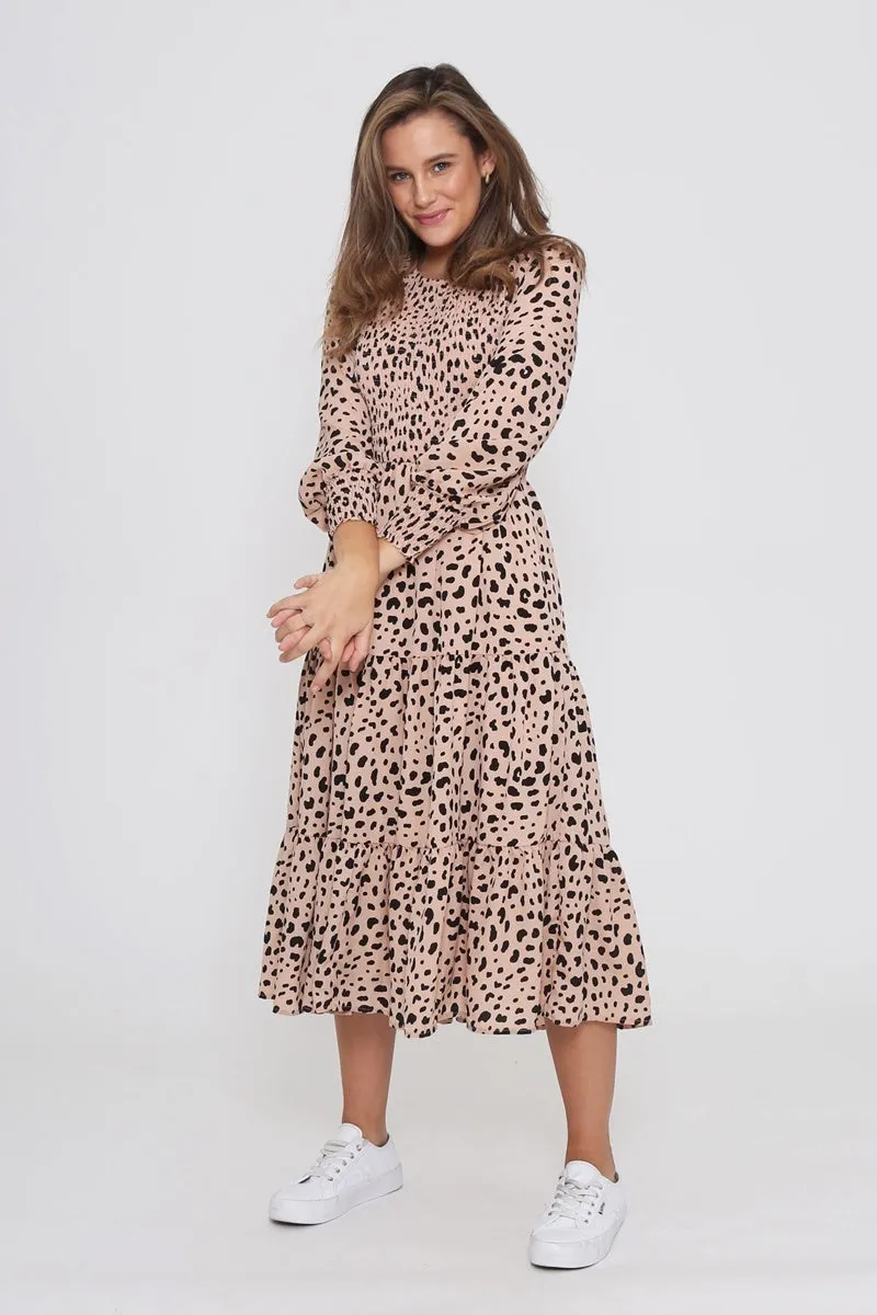 Leoni - Phoenix Dress - Peach Cheetah
