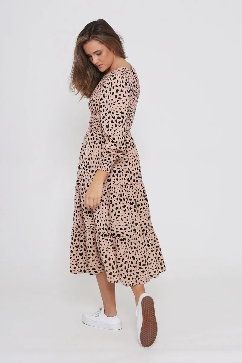 Leoni - Phoenix Dress - Peach Cheetah
