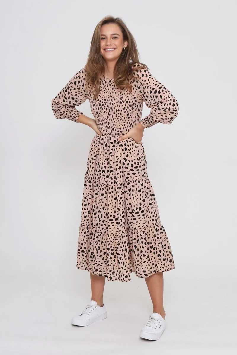 Leoni - Phoenix Dress - Peach Cheetah