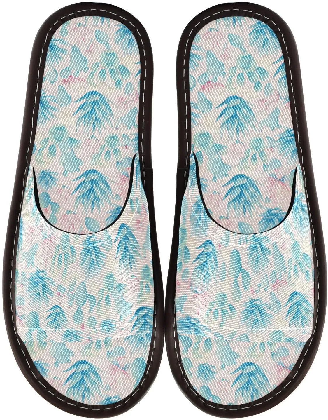 Light Blue Cacti Beige Women Men's Spa Slippers Portable Dorm Home Slides for Outdoor Hotel Home