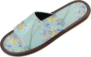 Light Yellow Blue Flowers Men Women Travel Slippers Reusable Dorm Home Slides for Hotel Outdoor Home
