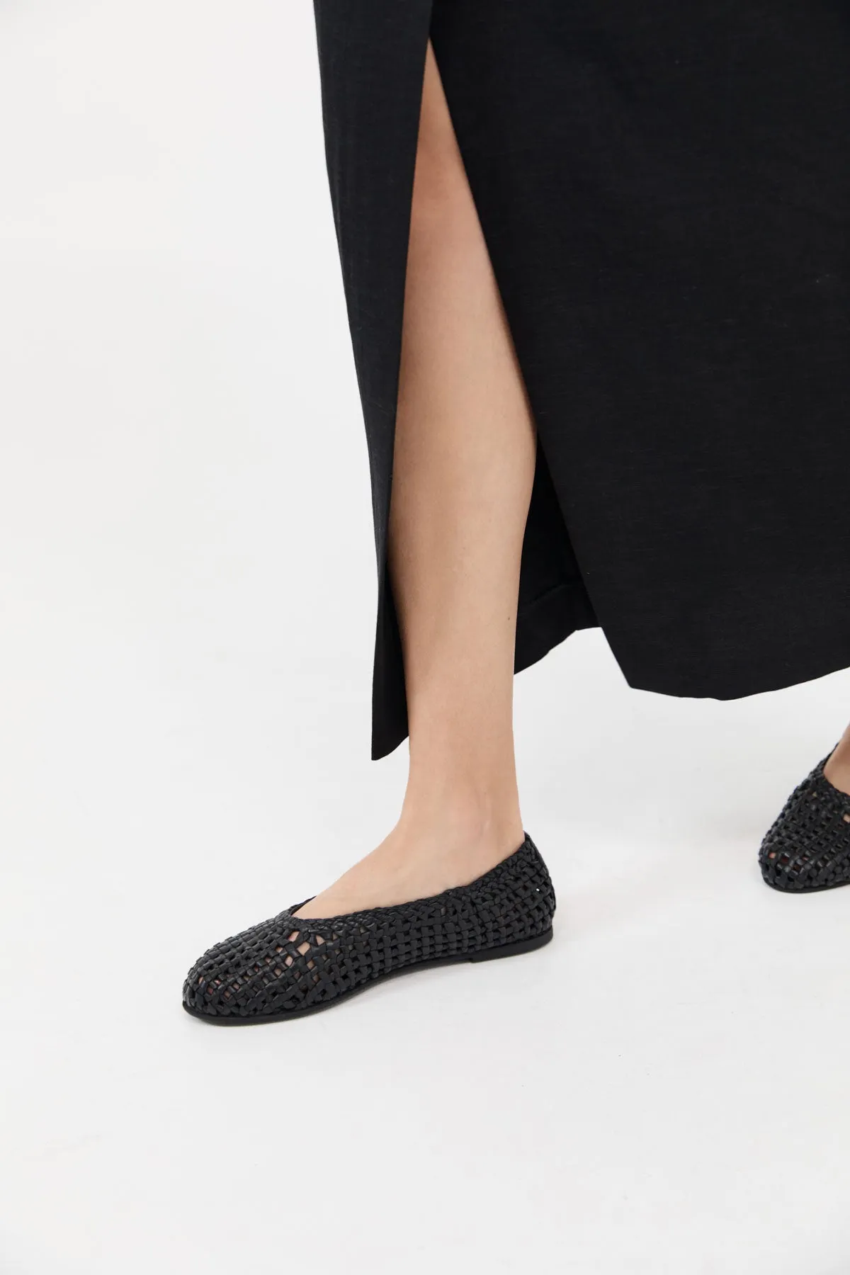 Macrame Mesh Ballet Flats - Black