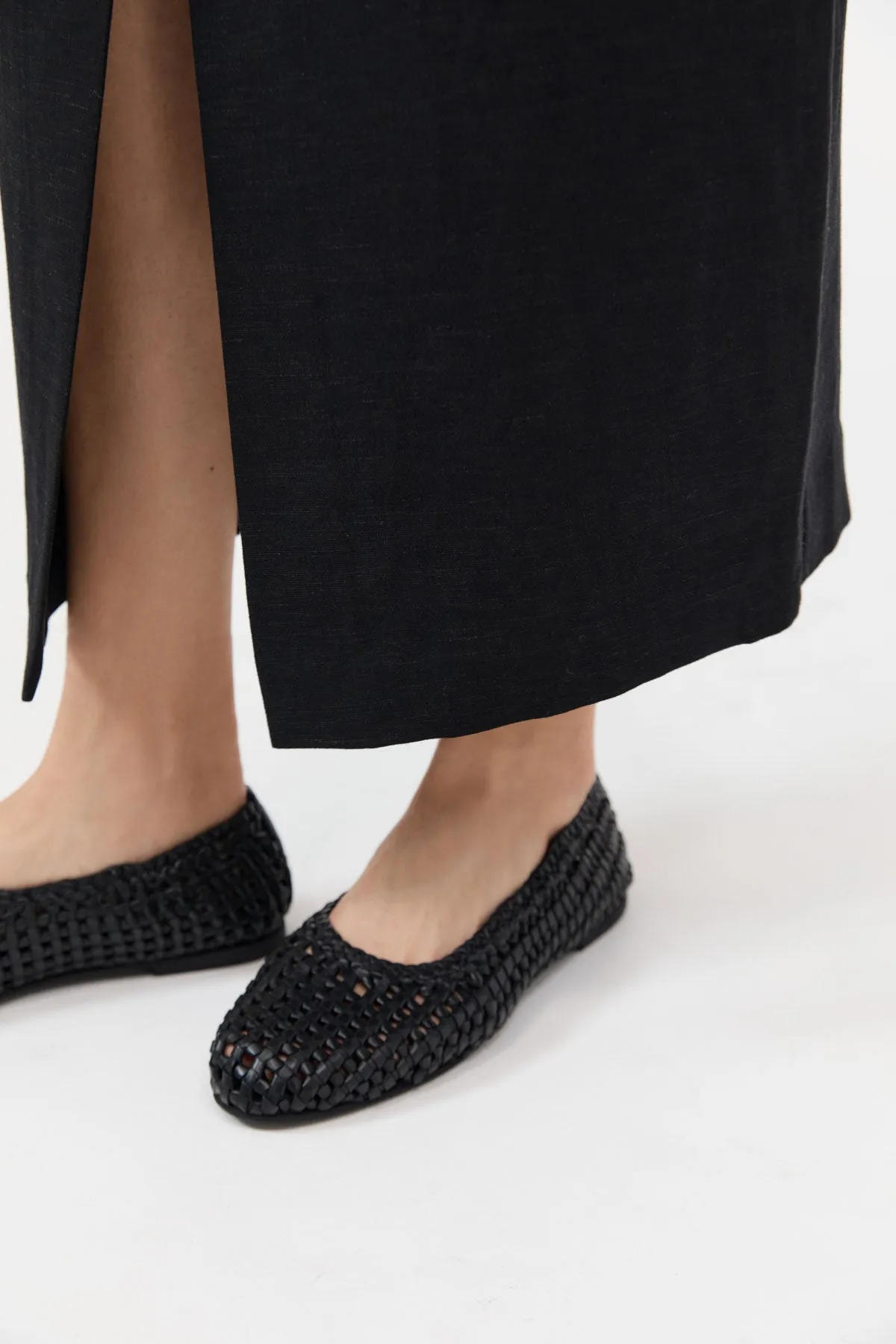 Macrame Mesh Ballet Flats - Black