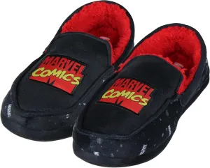 Marvel Comics Logo Design Fleece Lined Foam Slippers For Men Women, House Slippers for Indoors and Outdoor