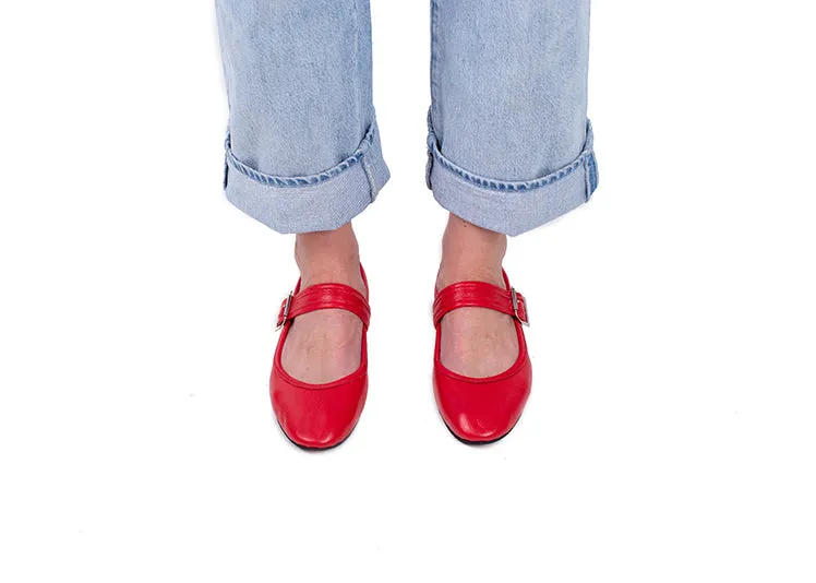 Mary Jane ballet flats - red leather