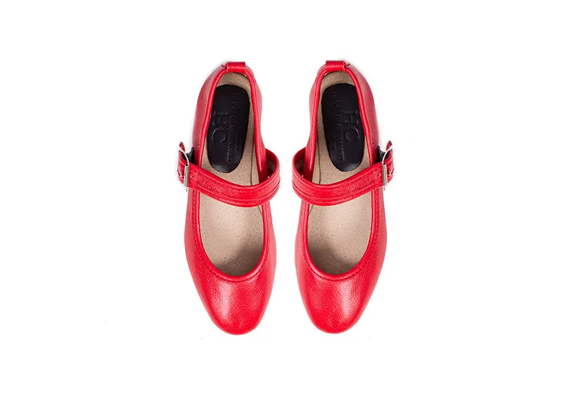 Mary Jane ballet flats - red leather