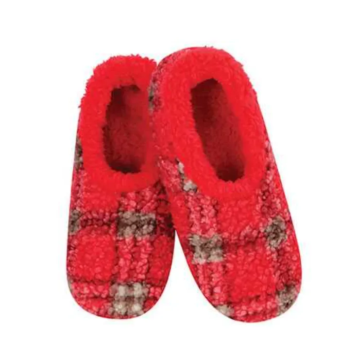 Men's Classic Snoozies® Sherpa Lined Boucle Plaid Slippers - Red