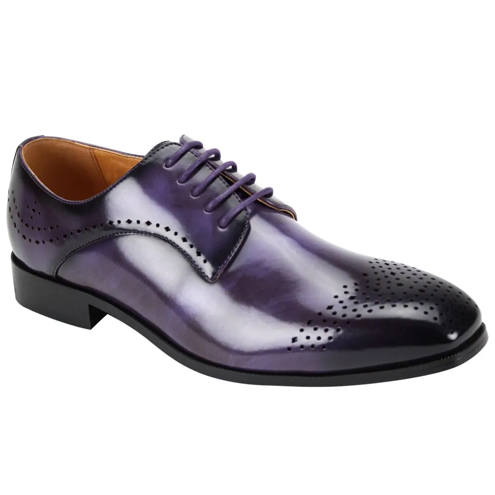 Mens Sophisticated Purple Perforated Dress Shoes Antonio Cerrelli 6873