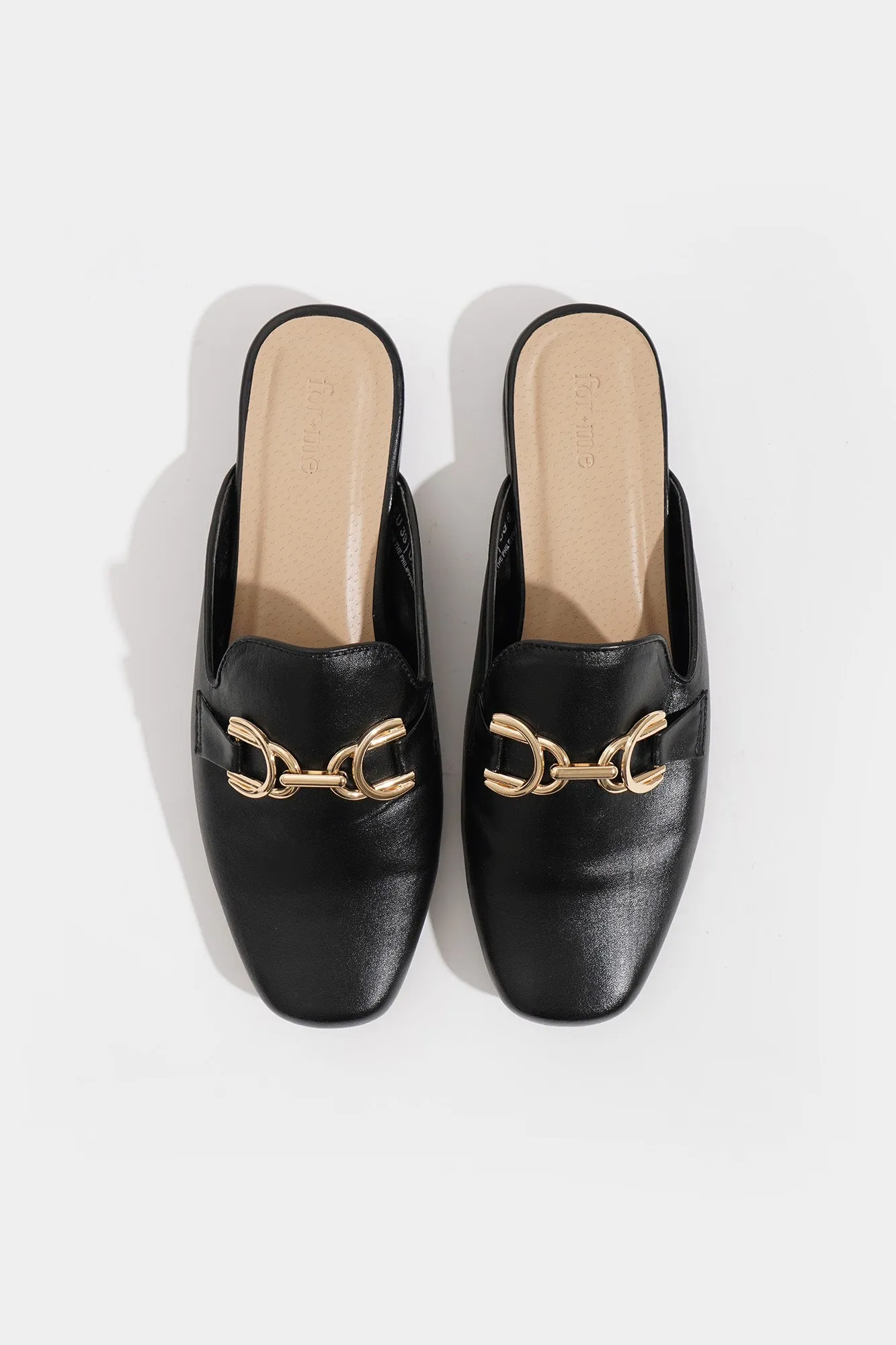Metallic Accent Rounded Toe Loafers