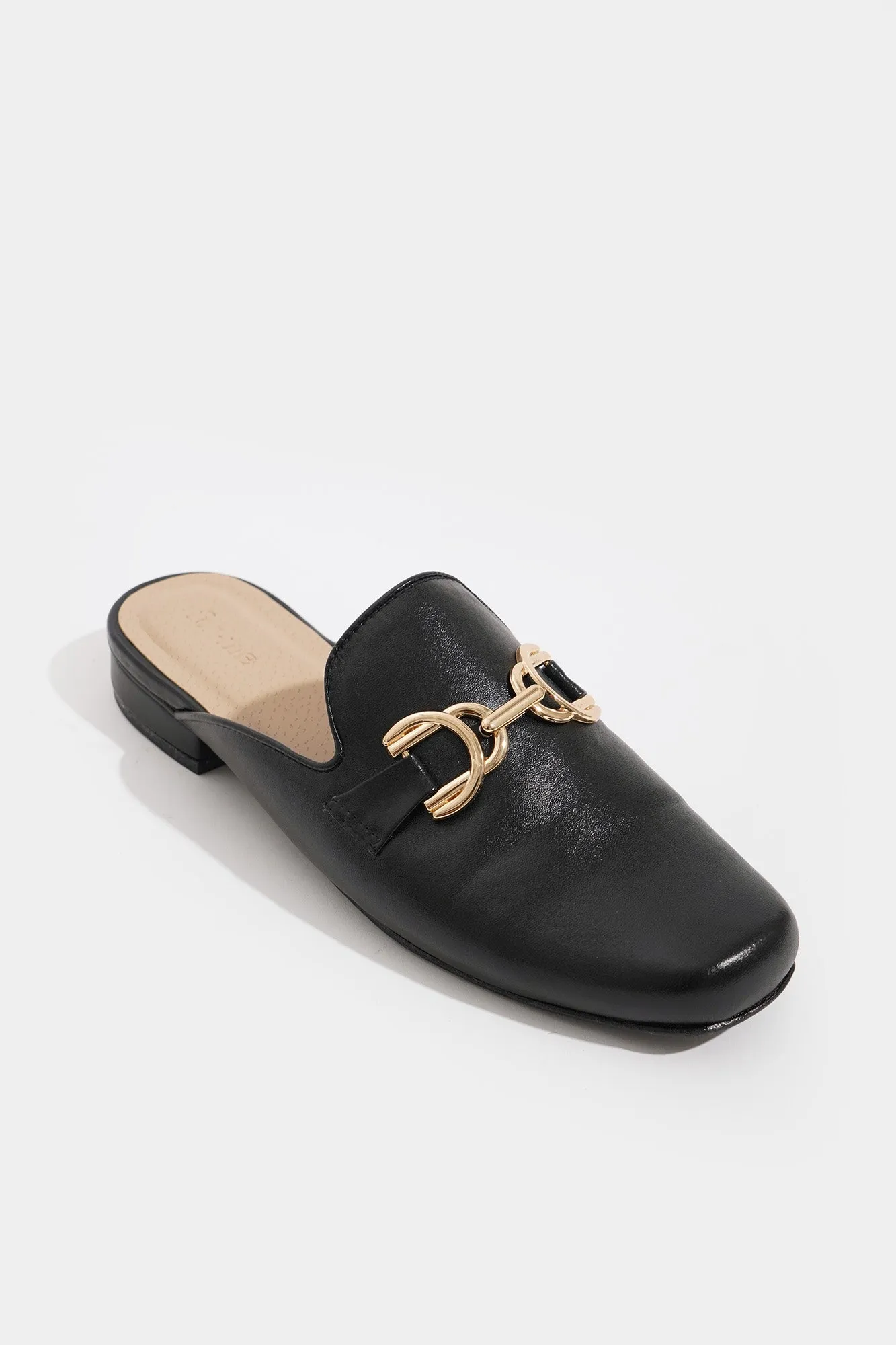 Metallic Accent Rounded Toe Loafers
