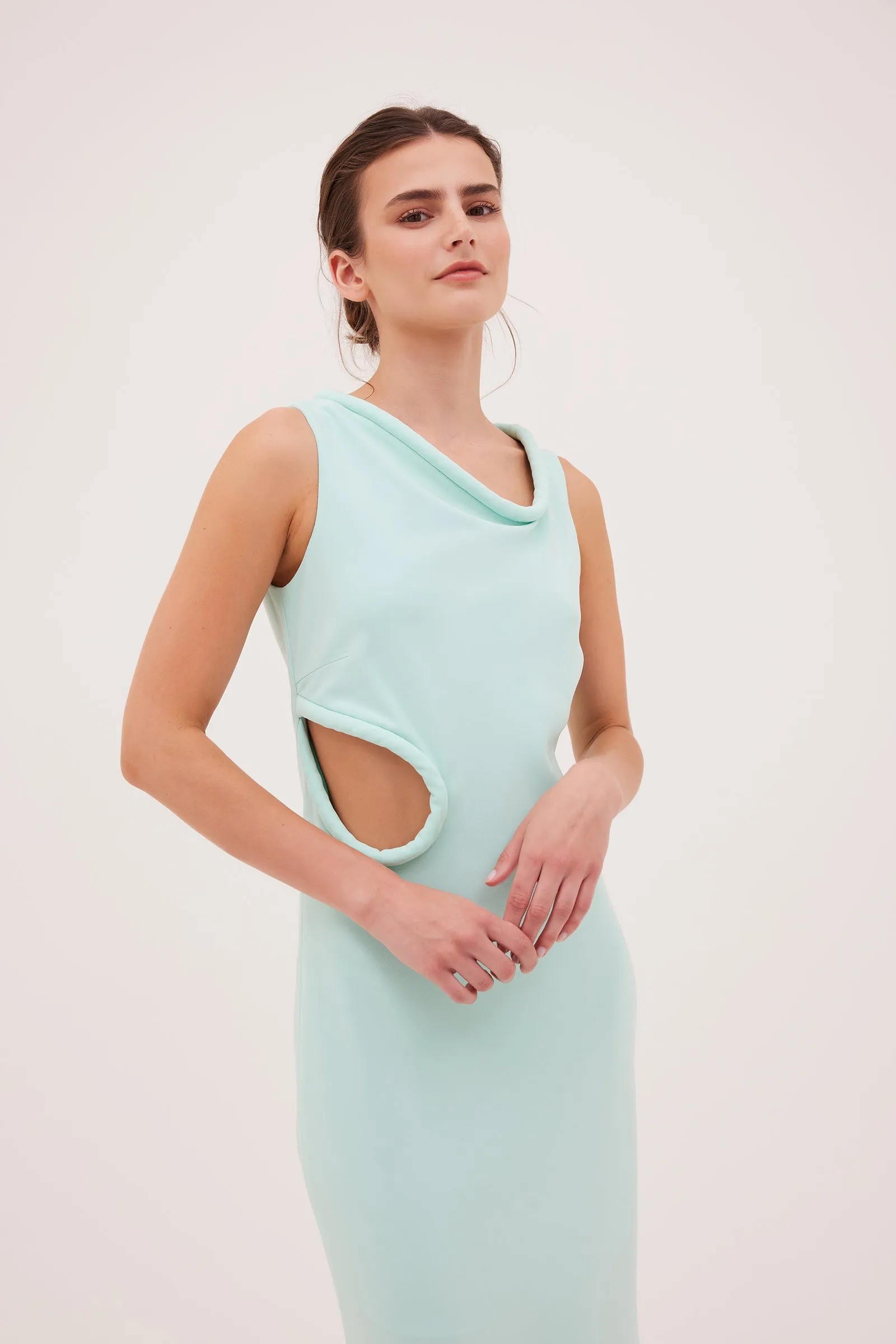 MINT CREPE LAZARE DRESS