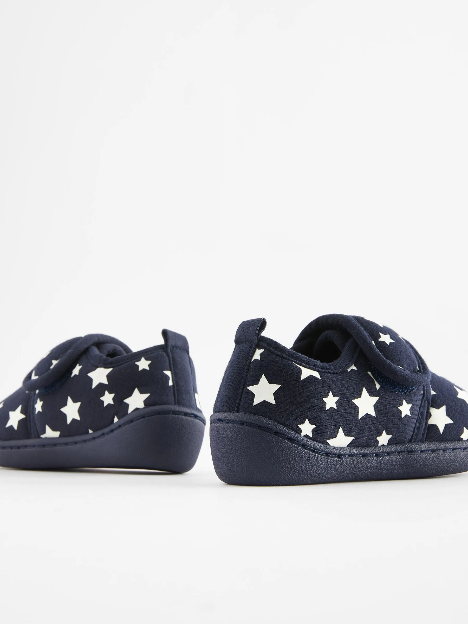 Navy Glow in the Dark Star Touch Fastening Cupsole Print Slippers