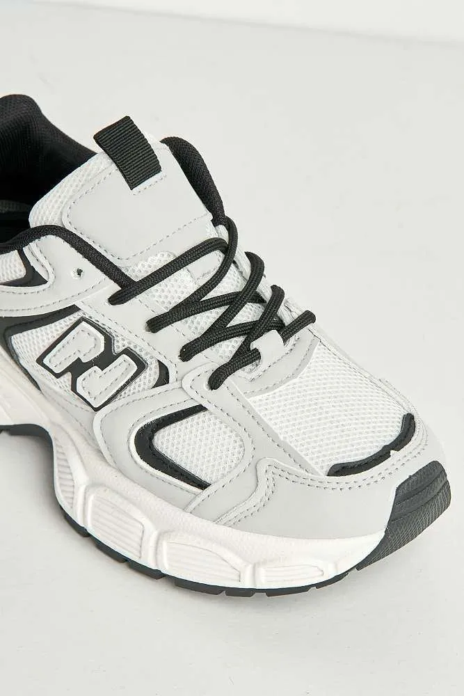 Nerva Stripe Panel N Lace Up Trainers in Grey