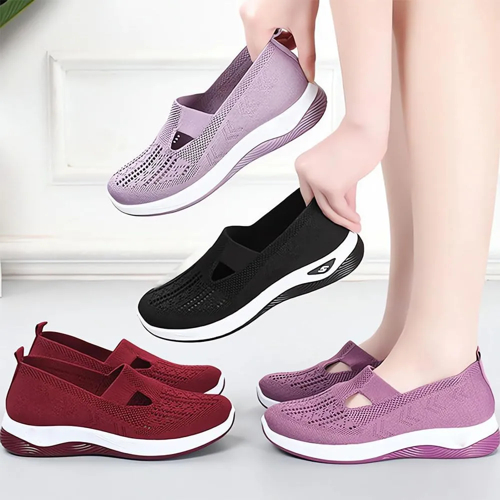 New Women's Woven Orthopedic Breathable Soft Shoes Casual Comfortable, Go Walking Slip On Foam Sneaker