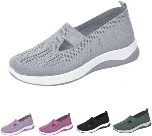New Women's Woven Orthopedic Breathable Soft Shoes Casual Comfortable, Go Walking Slip On Foam Sneaker