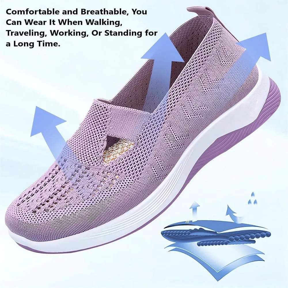 New Women's Woven Orthopedic Breathable Soft Shoes Casual Comfortable, Go Walking Slip On Foam Sneaker