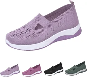New Women's Woven Orthopedic Breathable Soft Shoes Casual Comfortable, Go Walking Slip On Foam Sneaker