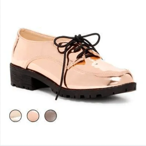 NYLA Shoes Women's Metallic Oxfords in Gold, Rose Gold, Silver, & Pewter