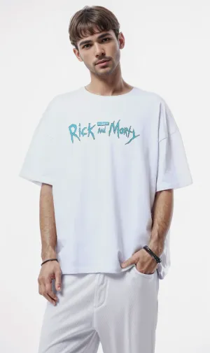 O178409 Front Print & Back "Rick And Morty" White Tee