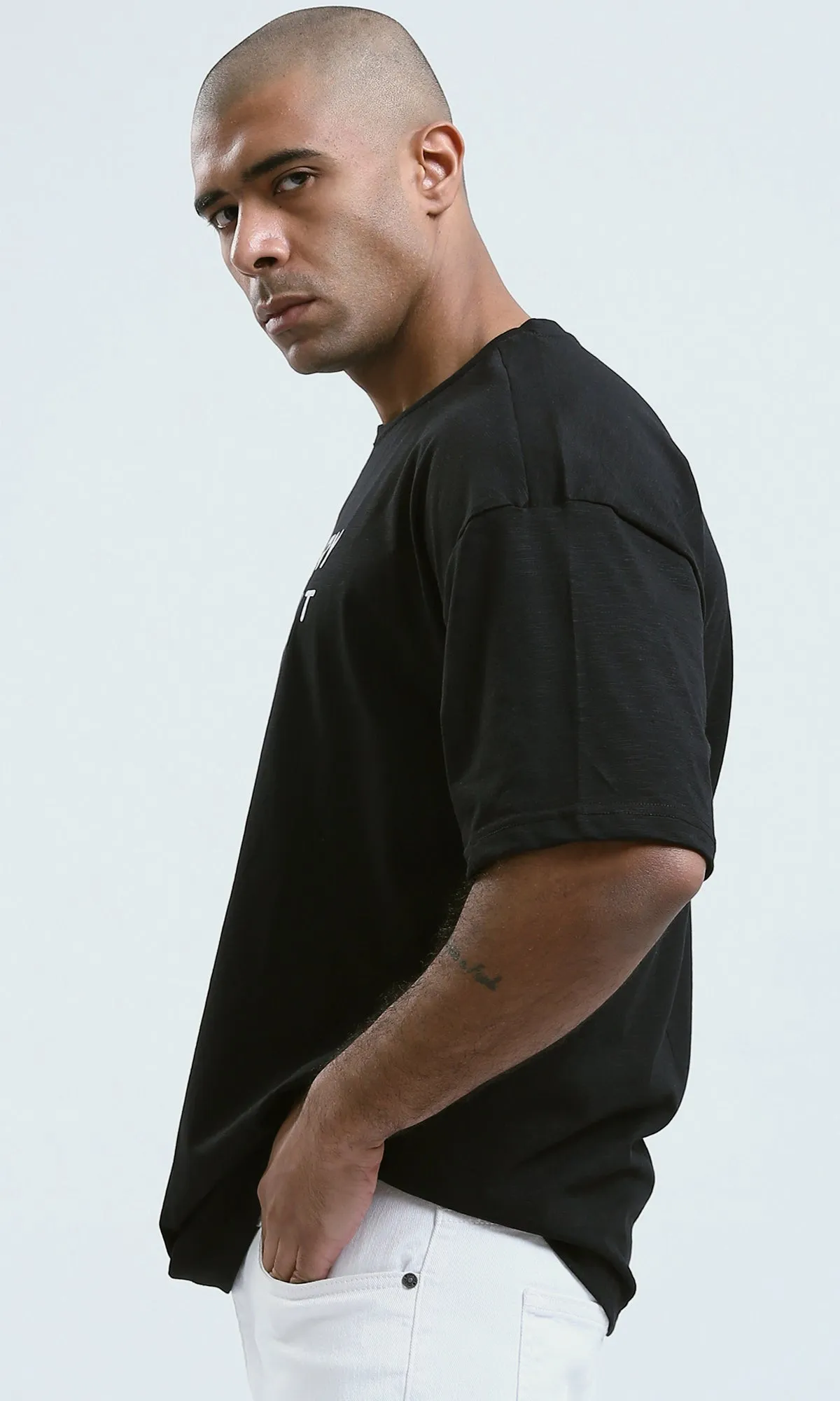 O178975 - "No Story" Black Printed Short Sleeves Tee