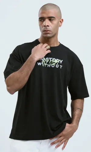 O178975 - "No Story" Black Printed Short Sleeves Tee